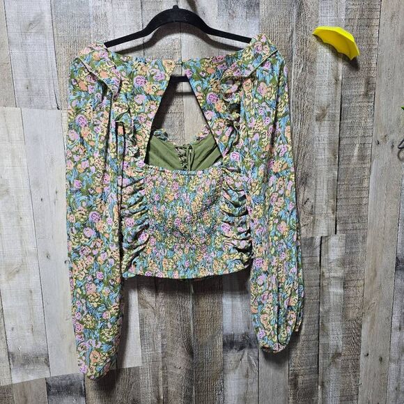 Free People FP Mable Floral Ruched Crop Top - Picture 4 of 7